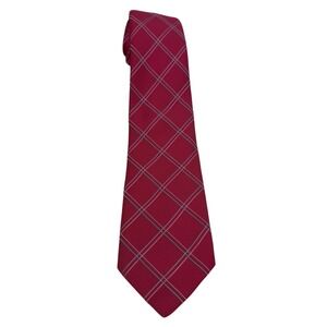 Thomas Pink Mens Silk Tie Magenta Pink Blue Windowpane Check Woven (TF16)